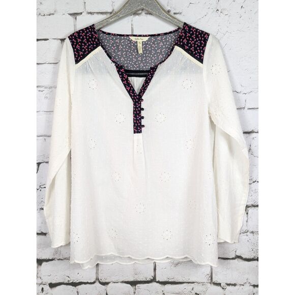 MATILDA JANE Ditsy Floral Embroidered Peasant Boho Cottage Eyelet Top Size XL - Picture 1 of 8
